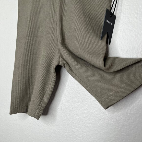 Talentless Womens Ribbed Knit Olive Green Active Biker Shorts XS - Picture 6 of 8